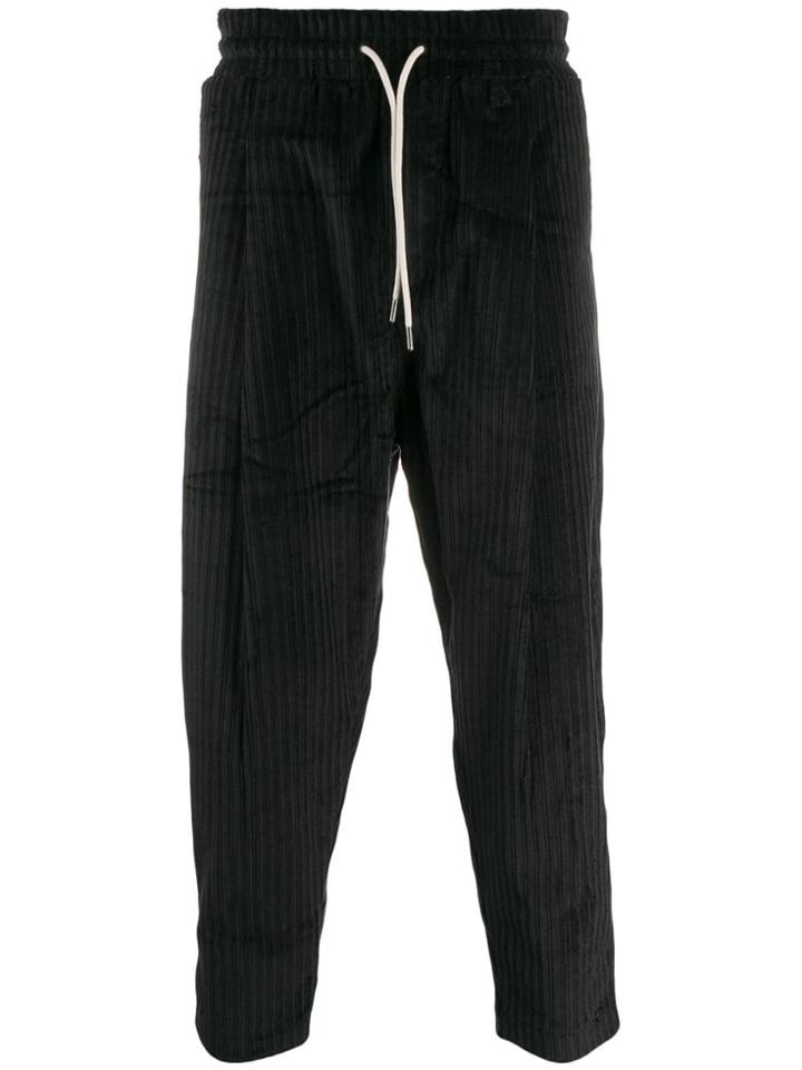 Drôle De Monsieur Cropped Corduroy Trousers - Black