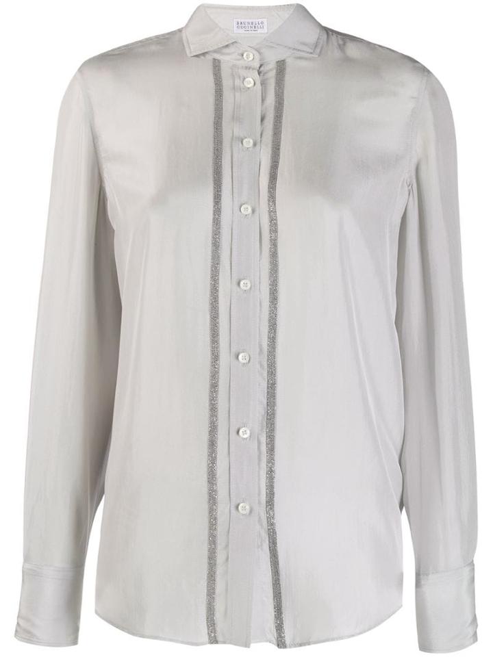 Brunello Cucinelli Crystal Trim Shirt - Grey