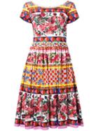 Dolce & Gabbana Mambo Print Flared Dress, Women's, Size: 44, Cotton