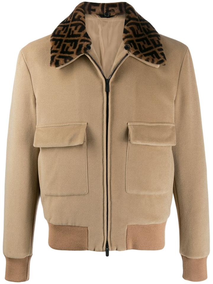 Fendi Logo Collar Bomber Jacket - Brown