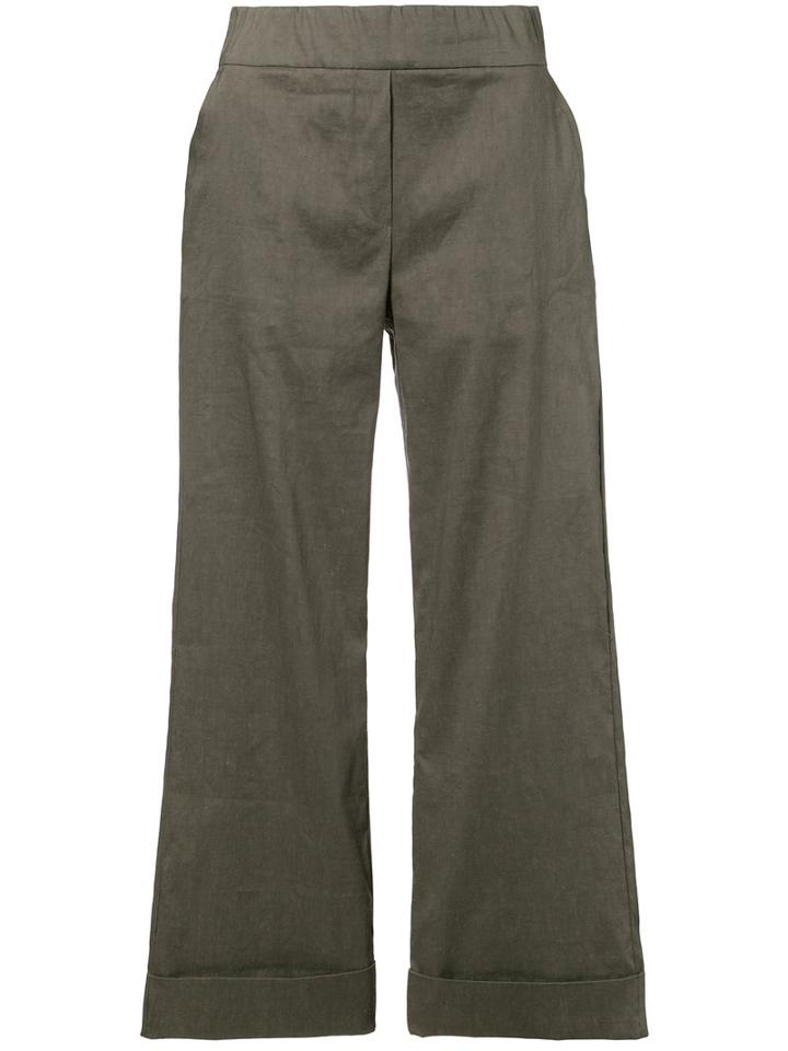 D.exterior Cropped Wide Leg Trousers, Women's, Size: 6, Grey, Spandex/elastane/linen/flax