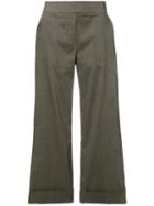 D.exterior Cropped Wide Leg Trousers, Women's, Size: 6, Grey, Spandex/elastane/linen/flax
