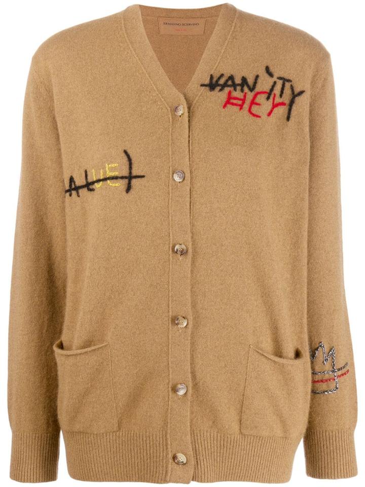 Ermanno Scervino Crocheted Letters Cardigan - Neutrals