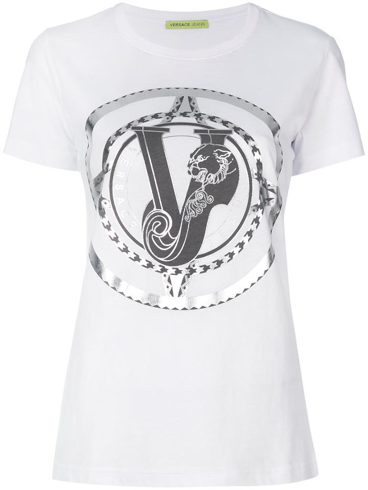 Versace Jeans - Logo Stamp T-shirt - Women - Cotton - L, White, Cotton
