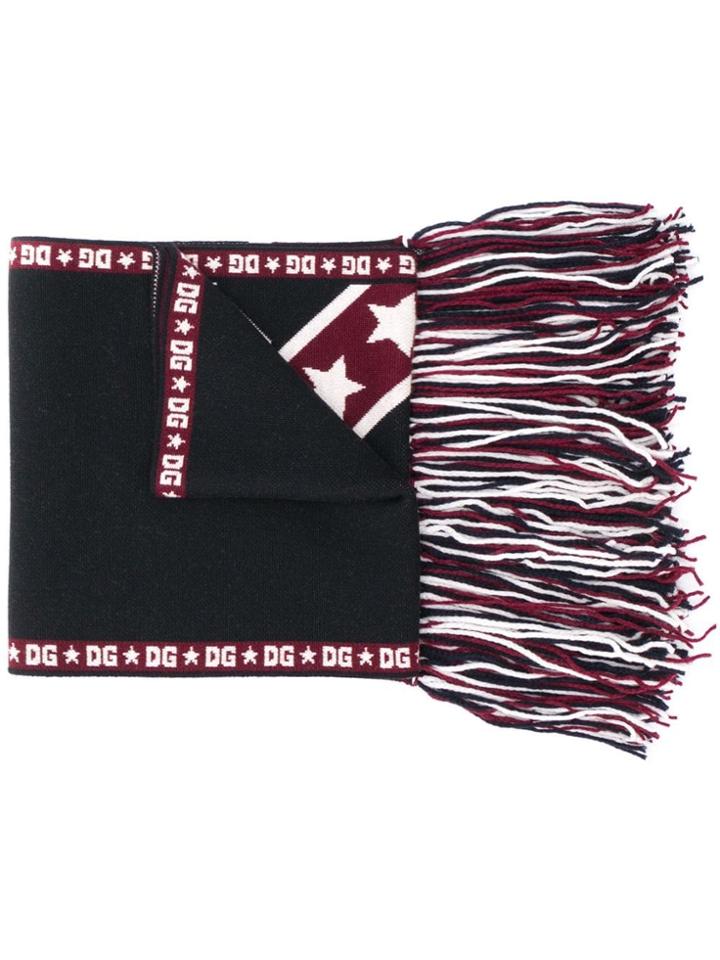 Dolce & Gabbana Intarsia Knit Logo Scarf - Black