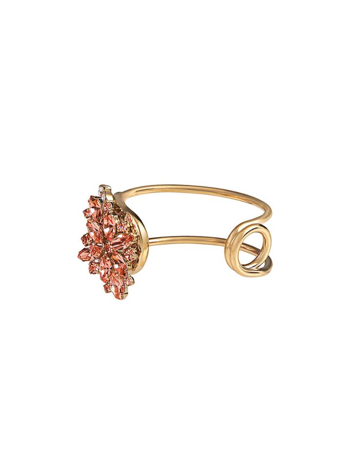 Burberry Crystal Daisy Brass Cuff - Pink & Purple