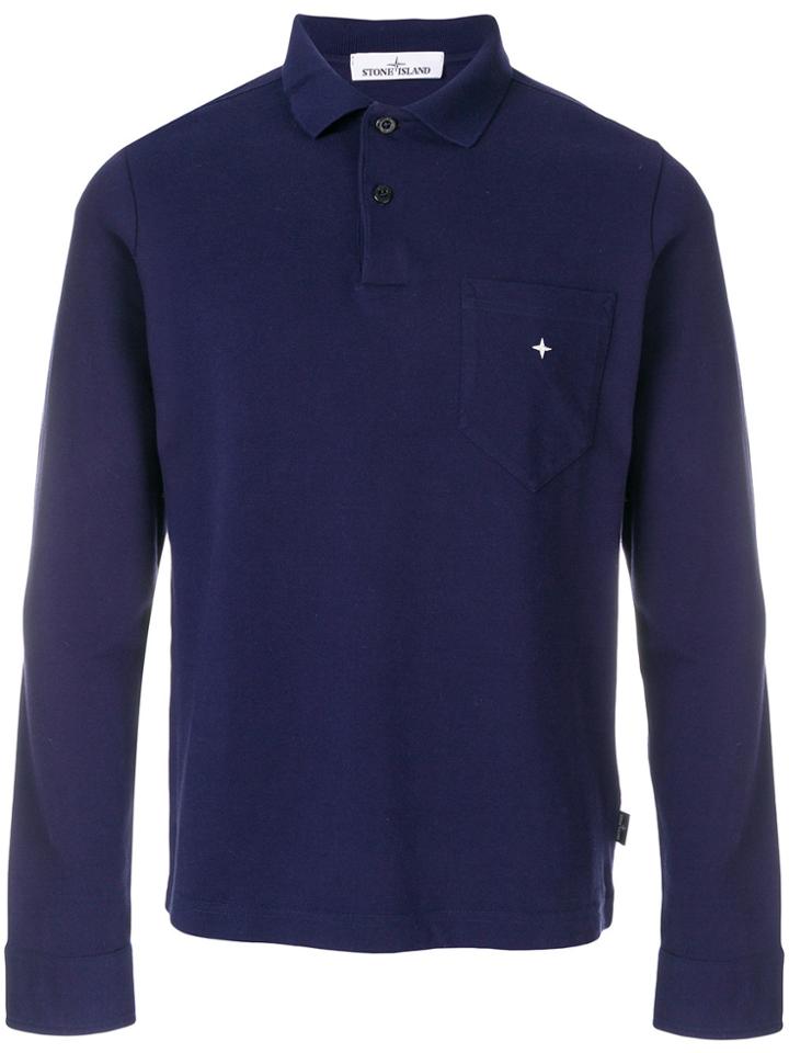 Stone Island Long Sleeved Polo Shirt - Blue