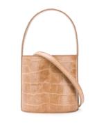 Staud Croc Embossed Bisset Bag - Neutrals