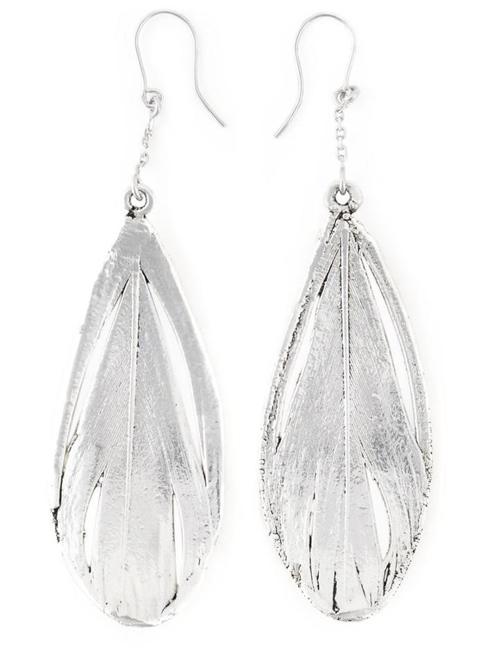 Aurelie Bidermann Sterling Silver Swan Feather Earrings