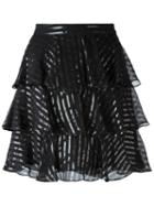 Pierre Balmain Ruffled Mini Skirt, Women's, Size: 36, Black, Silk/polyester