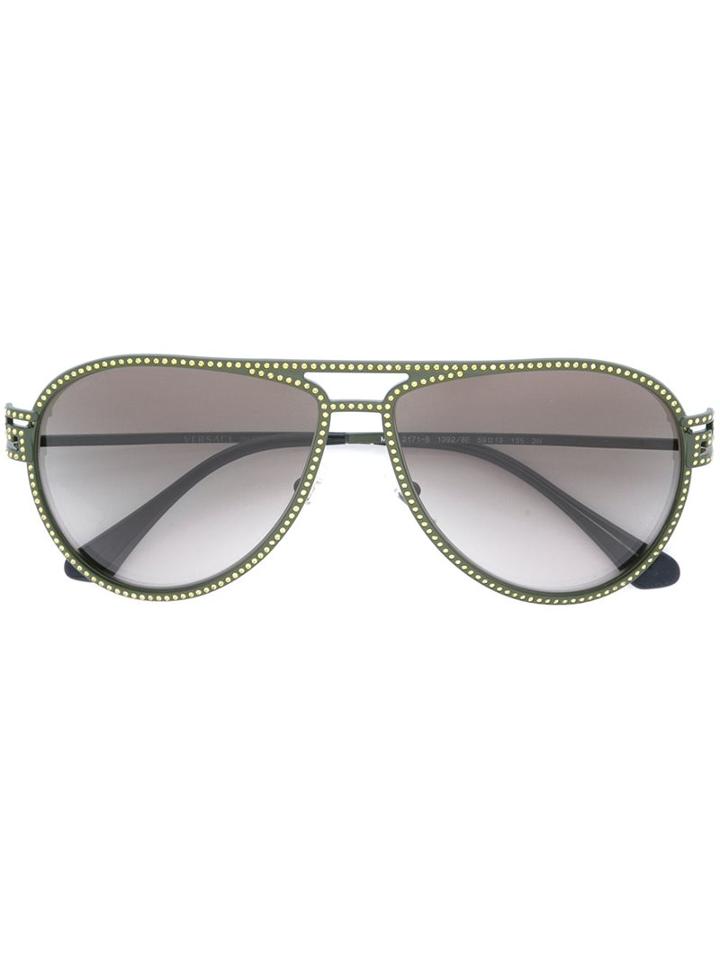 Versace 'greca Stars' Sunglasses, Women's, Green, Metal/crystal