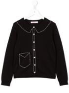 Familiar Contrast Trim Cardigan, Girl's, Size: 12 Yrs, Black