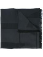 Emporio Armani Geometric Pattern Scarf, Men's, Black, Wool