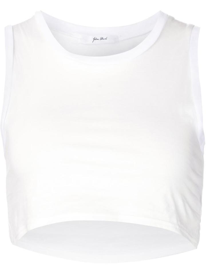 Julien David Knitted Crop Tank Top, Women's, Size: Small, White, Cotton