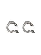 Burberry Crystal Ruthenium-plated Hoof Open-hoop Earrings - Silver