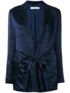 Victoria Beckham - Tie-fastened Blazer - Women - Cotton/polyester/viscose - 10, Blue, Cotton/polyester/viscose