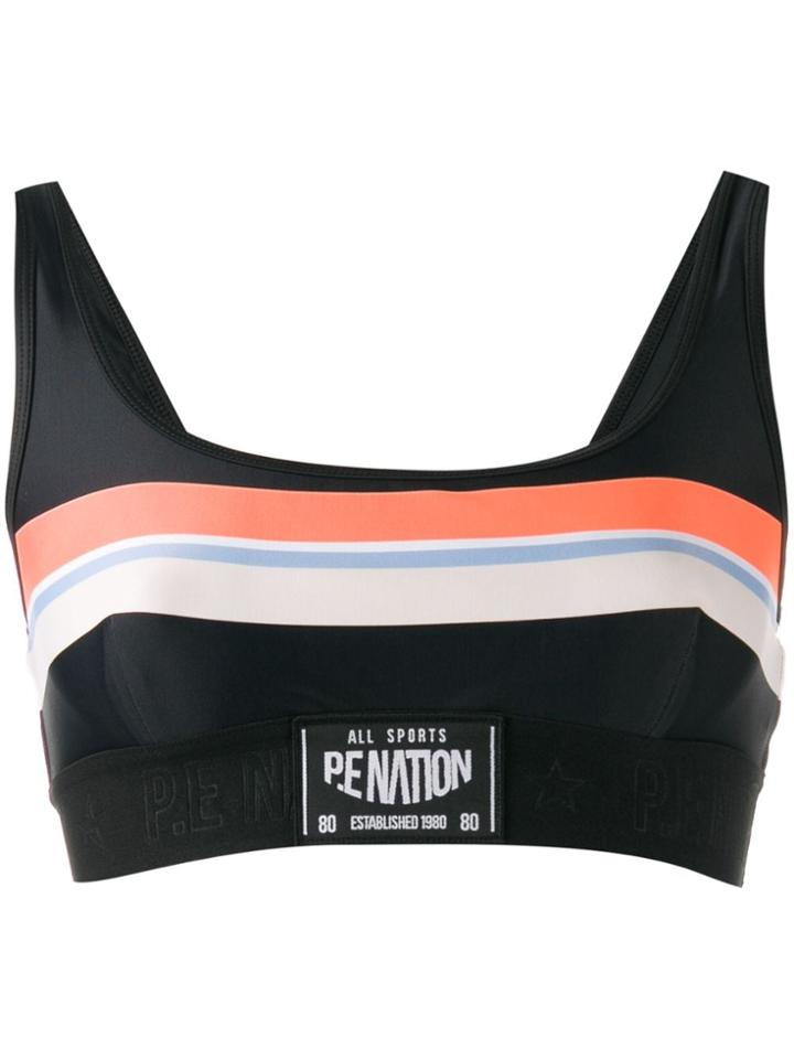 P.e Nation Logo Print Cropped Top - Black
