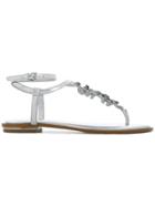 Michael Michael Kors Bella Ruffled T-bar Sandals - Metallic