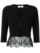 Blugirl Lace Hem Cardigan, Women's, Size: 44, Black, Viscose/polyester