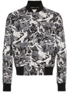 Saint Laurent Antique Greek Print Bomber Jacket - Black