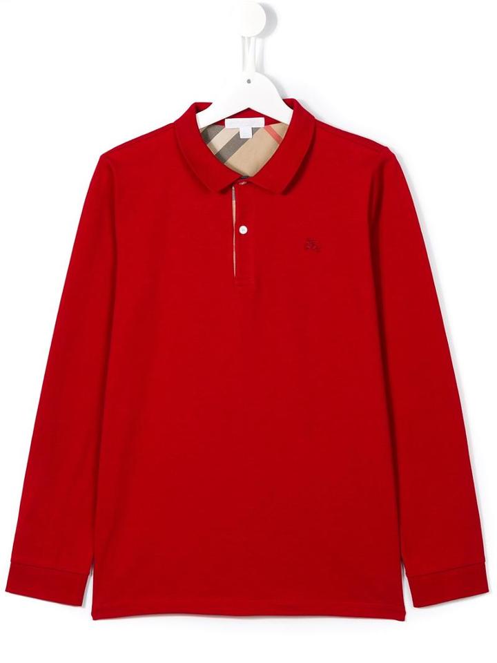 Burberry Kids Logo Polo Shirt, Boy's, Size: 14 Yrs, Red