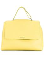 Orciani Fold-over Closure Tote, Women's, Yellow/orange, Leather