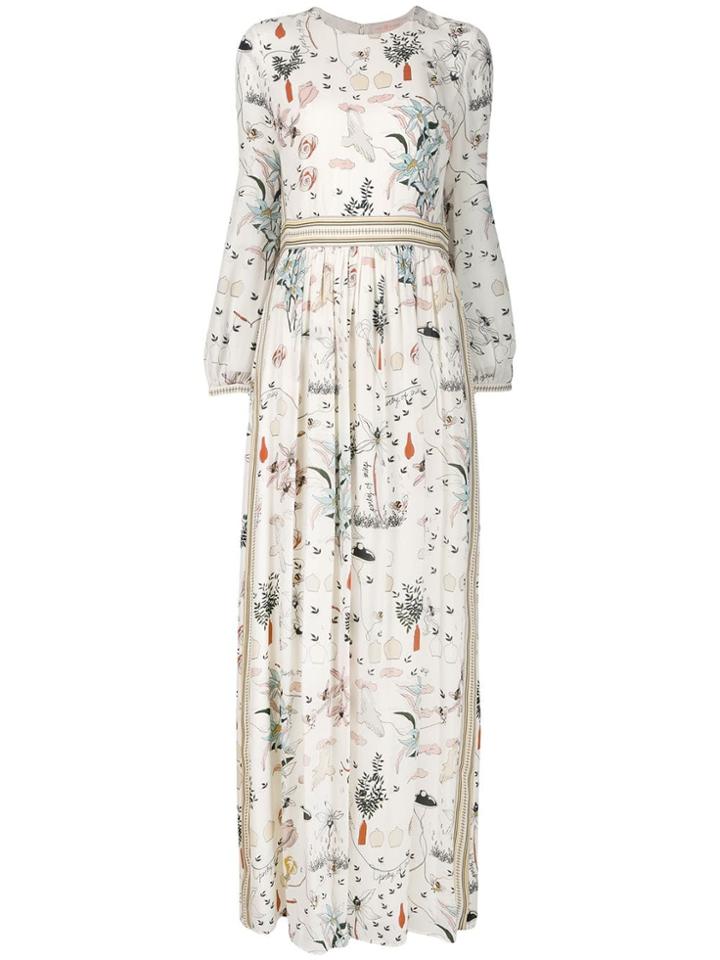 Tory Burch Printed Maxi Dress - White