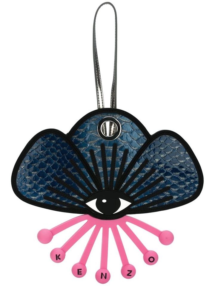 Kenzo 'tanami Flower' Clutch, Women's, Black, Calf Leather/pvc/polyurethane