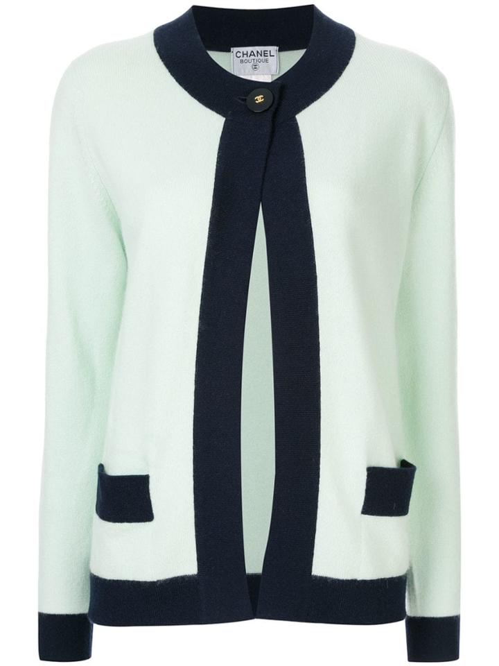 Chanel Vintage Contrasting Trim Cardigan - Green