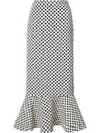 Saloni Polka Dots Midi Skirt, Women's, Size: 6, White, Polyester/spandex/elastane