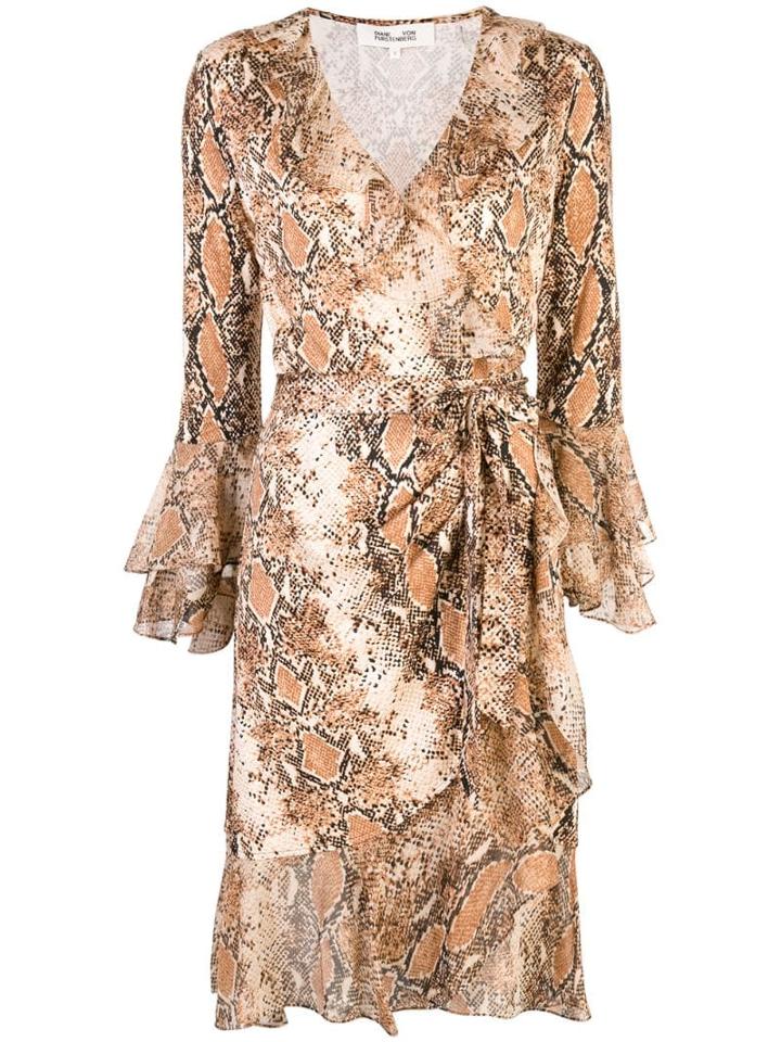 Diane Von Furstenberg Elowen Snakeskin-print Wrap Dress - Brown