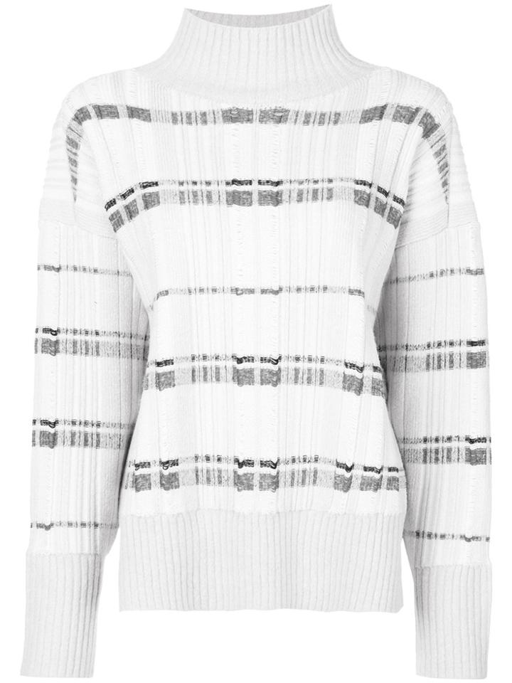 3.1 Phillip Lim Striped Turtle-neck Sweater - White