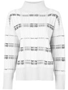 3.1 Phillip Lim Striped Turtle-neck Sweater - White