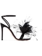 Gianvito Rossi Black Feather Flower 105 Sandals