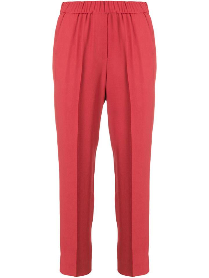 Peserico Slim Fit Cropped Trousers - Red
