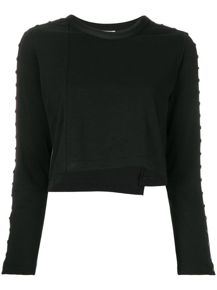 3.1 Phillip Lim Long-sleeve Cropped T-shirt - Black