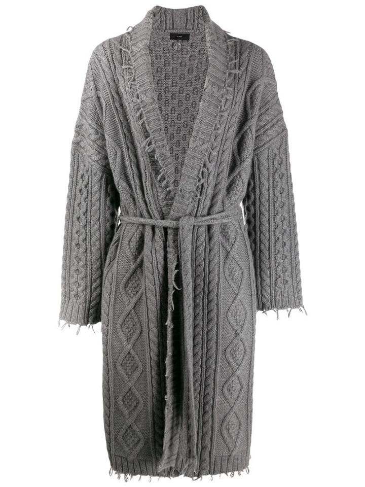 Alanui Longline Cable Knit Coatigan - Grey