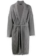 Alanui Longline Cable Knit Coatigan - Grey