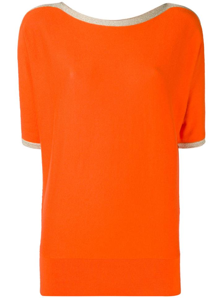 Michael Michael Kors - Metallic-trimmed Sweater - Women - Cotton - M, Women's, Yellow/orange, Cotton