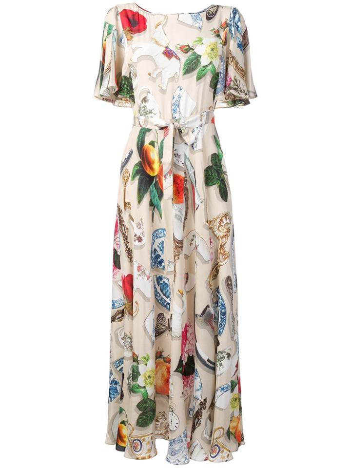 Boutique Moschino Floral Print Flared Dress - Neutrals