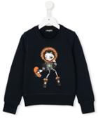 Dsquared2 Kids Sweet Girl And Fox Print Sweatshirt, Size: 12 Yrs, Blue