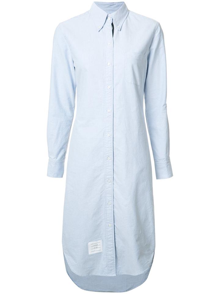 Thom Browne Striped Detail Shirt Dress, Women's, Size: 42, Blue, Cotton
