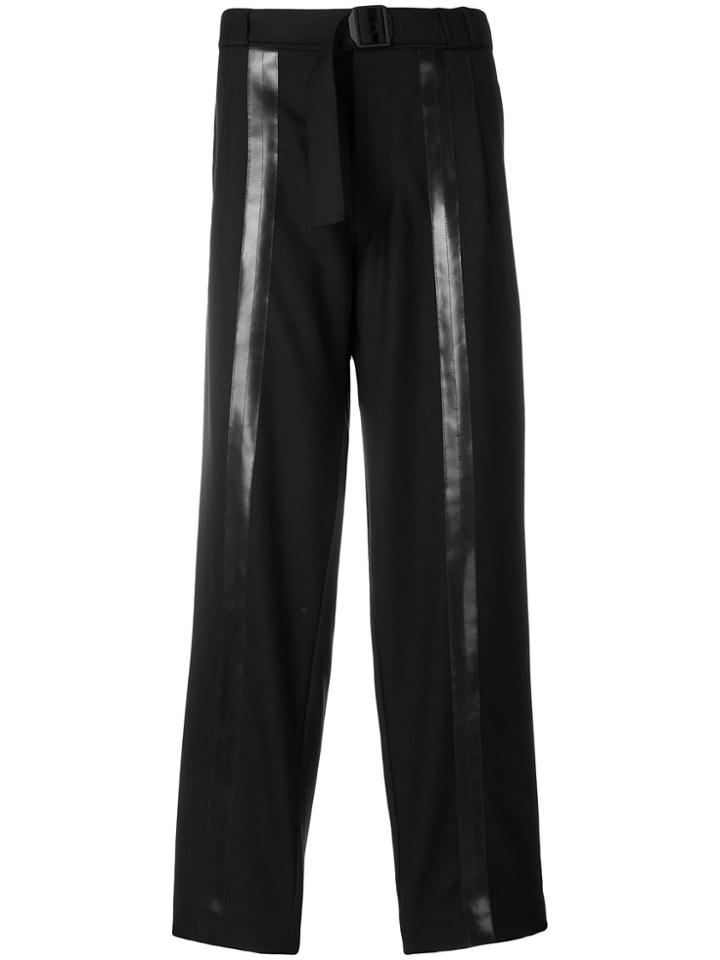 Mackintosh Loose Fit Stripe Detail Trousers - Black