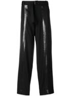 Mackintosh Loose Fit Stripe Detail Trousers - Black