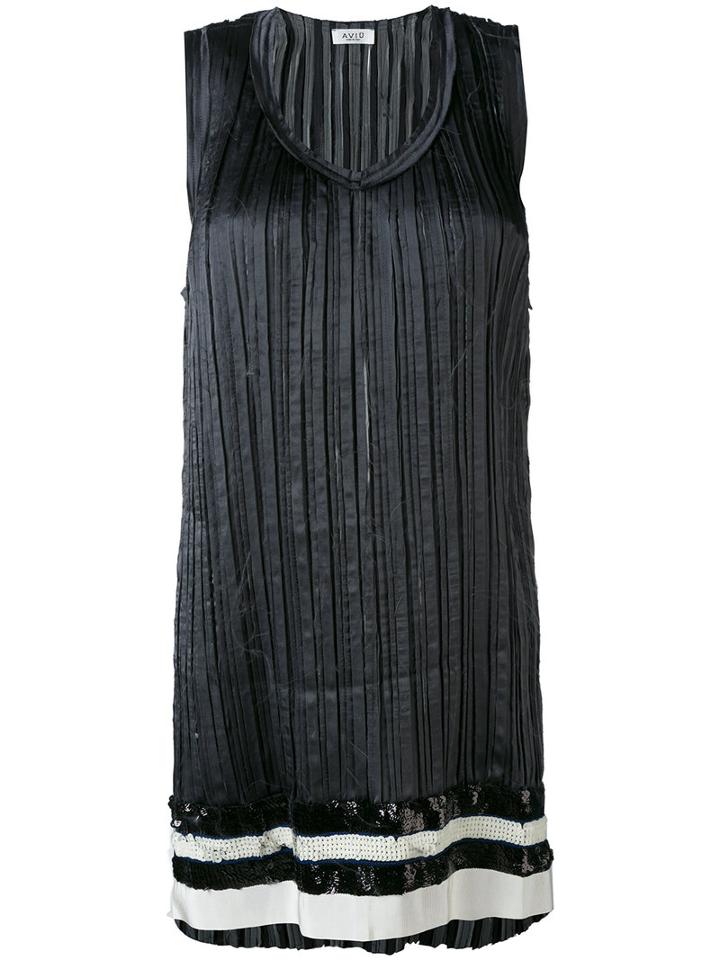 Aviù - Long Pleated Tank - Women - Polyester - 42, Black, Polyester