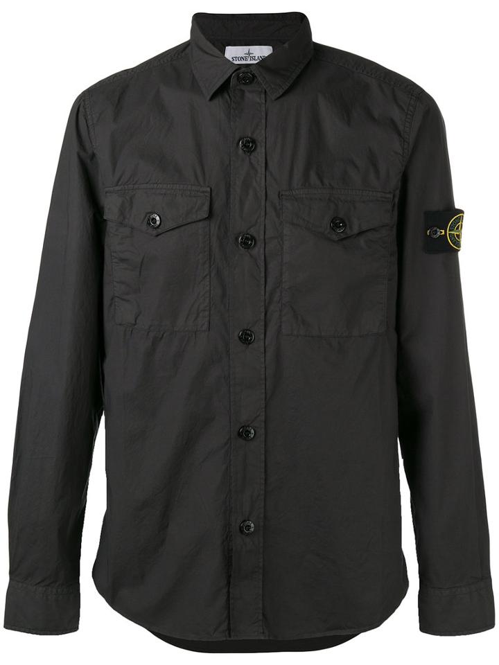 Stone Island - Arm Patch Shirt - Men - Cotton/spandex/elastane - S, Black, Cotton/spandex/elastane