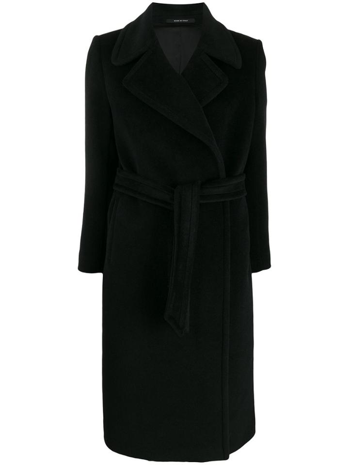Tagliatore Double-breasted Belted Coat - Black