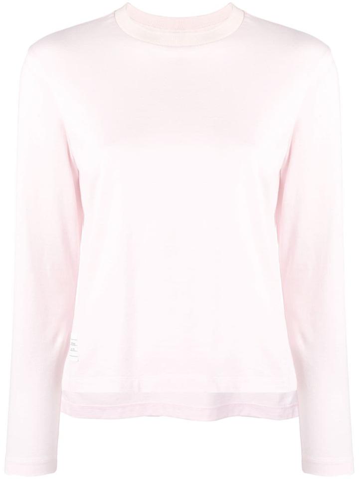 Thom Browne Slide Slits Long Sleeve Pink Tee