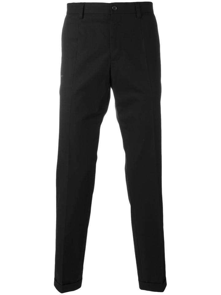 Dolce & Gabbana Tailored Side Stripe Trousers, Men's, Size: 52, Black, Cotton/spandex/elastane