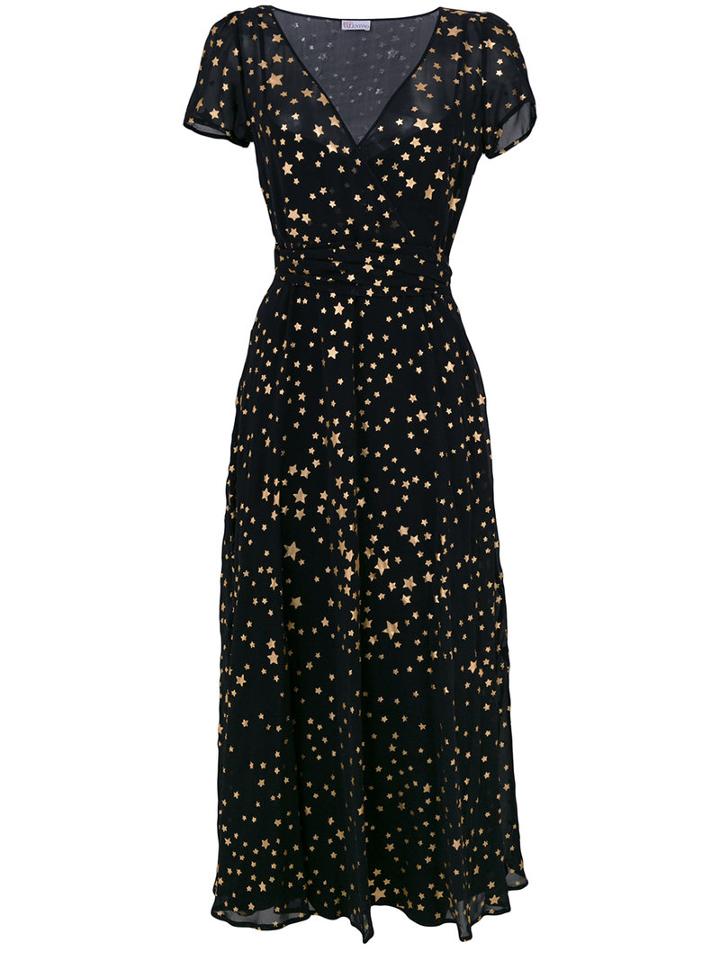 Red Valentino - Star-printed Dress - Women - Polyester - 42, Black, Polyester